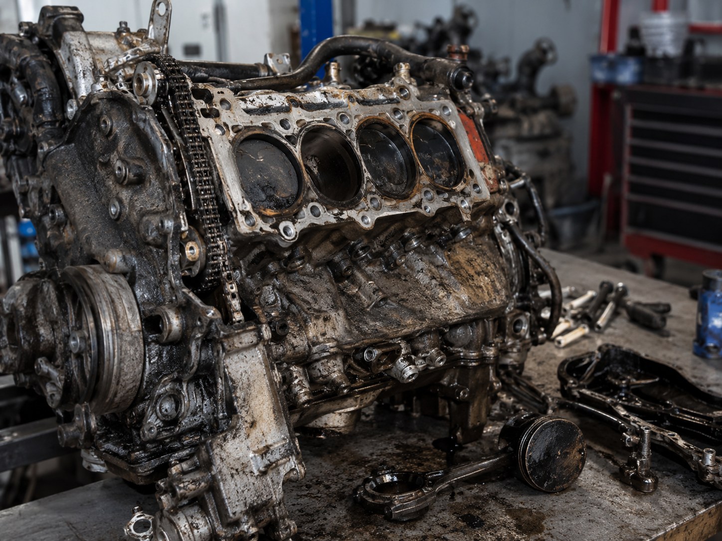 Motor antes de la reparación